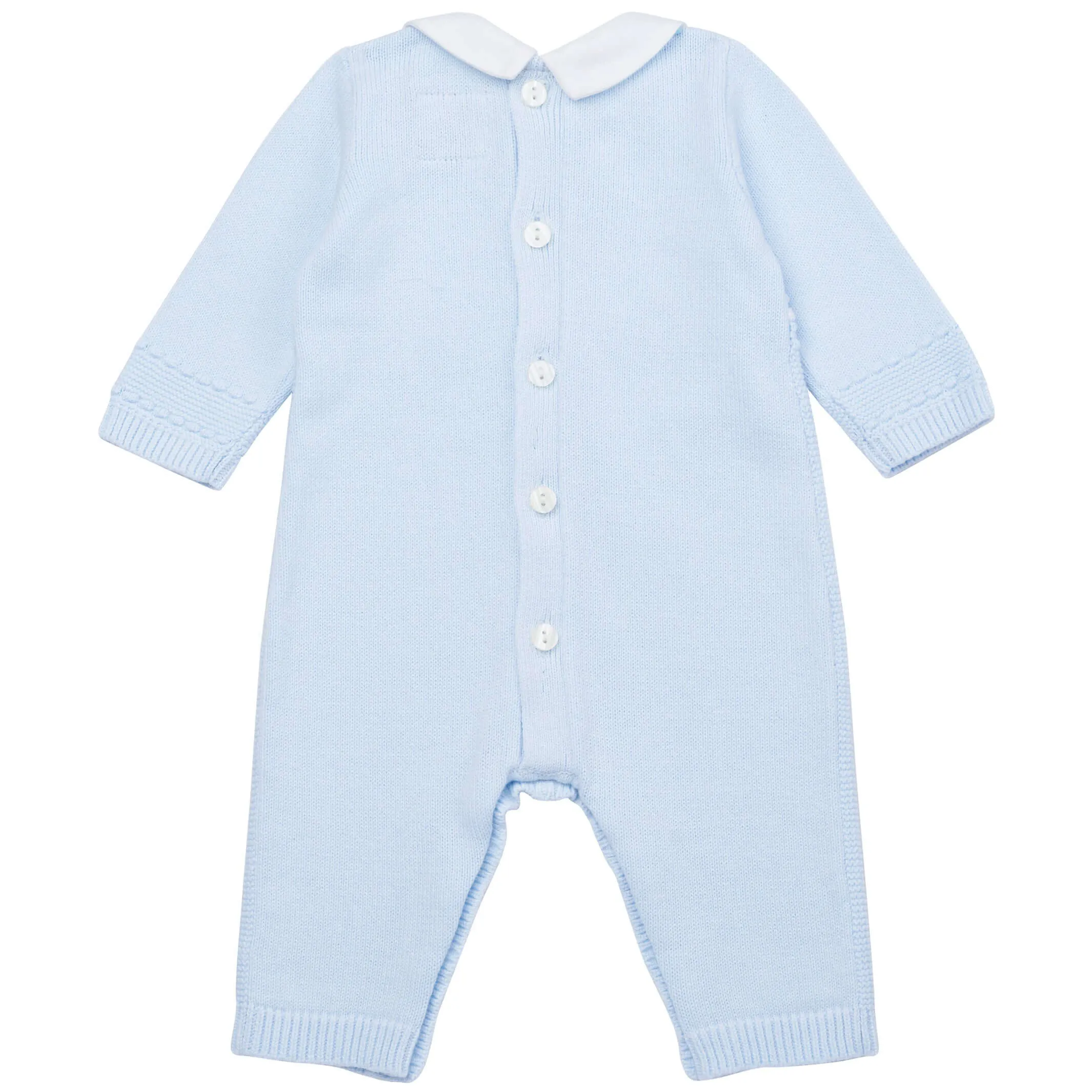 Ensemble et bonnet tricotés bleus pour bébé garçon