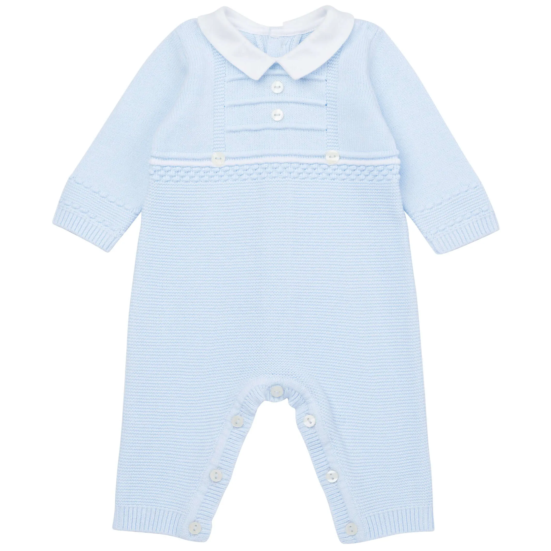 Ensemble et bonnet tricotés bleus pour bébé garçon
