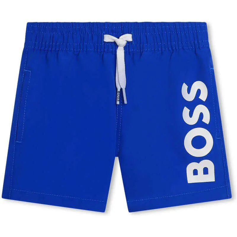 Short de bain pour garçon avec logo bleu