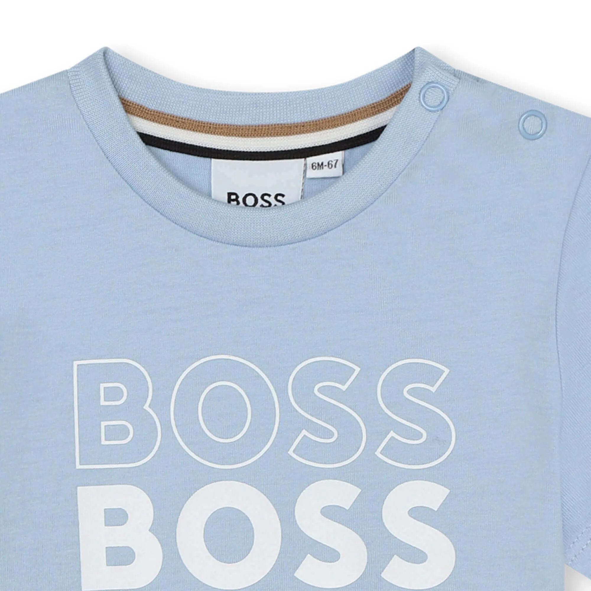 T-shirt en coton à logo multicolore bleu pour bébé garçon