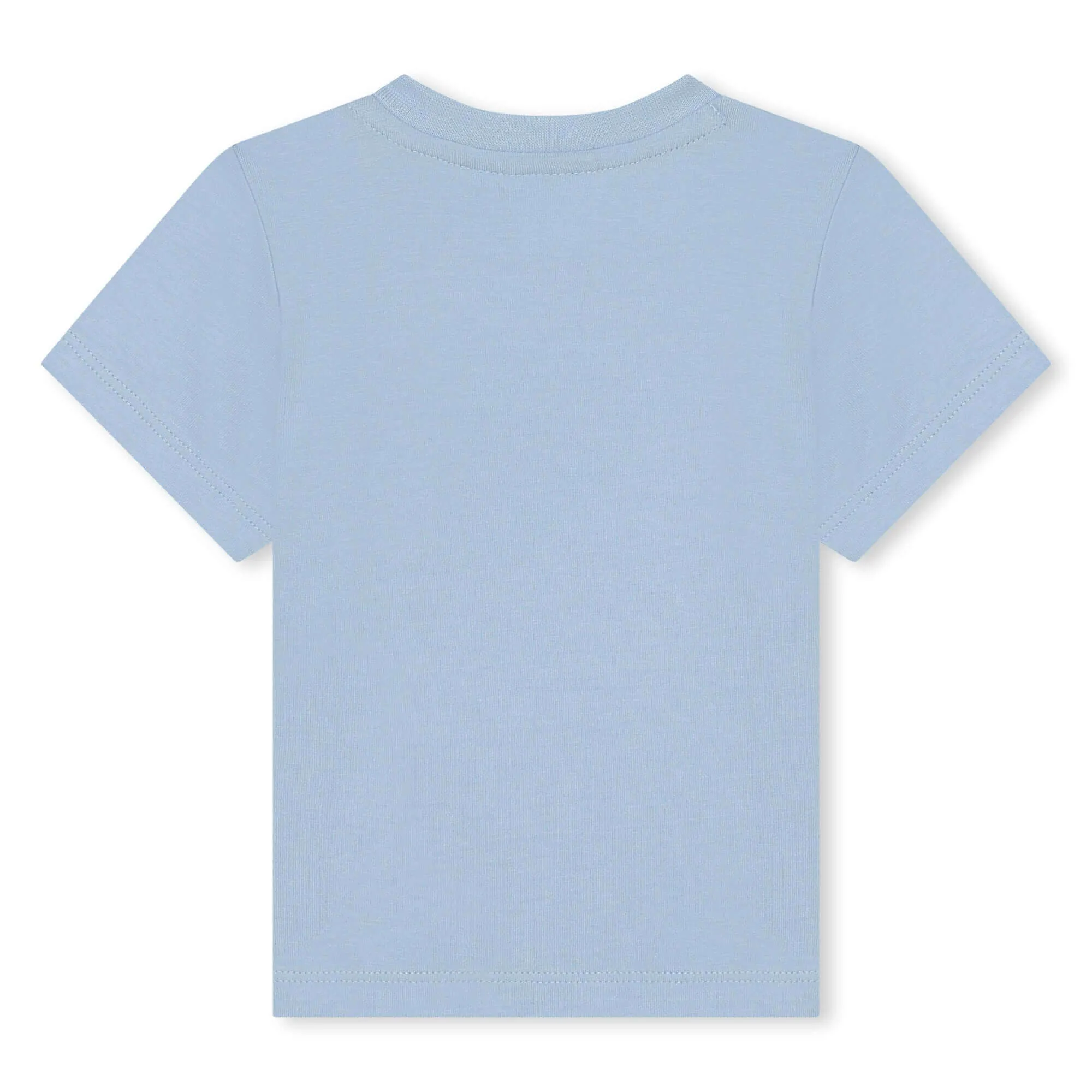 T-shirt en coton à logo multicolore bleu pour bébé garçon