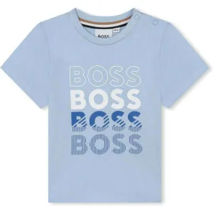 T-shirt en coton à logo multicolore bleu pour bébé garçon
