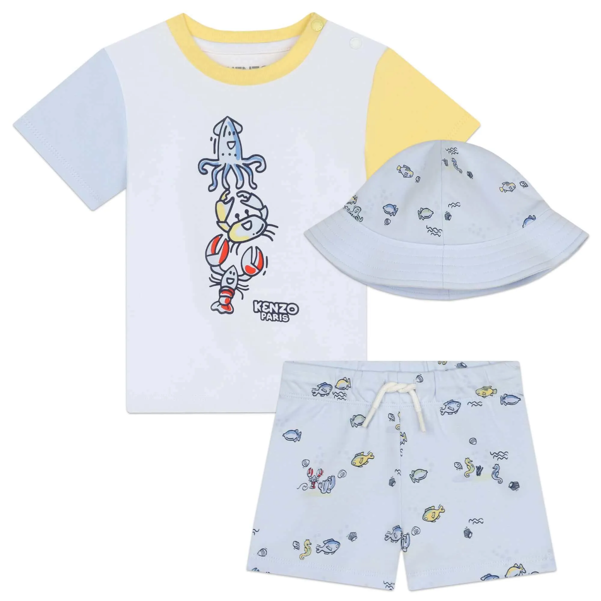 Ensemble Short et Chapeau Bébé Garçon Vie Marine Bleu