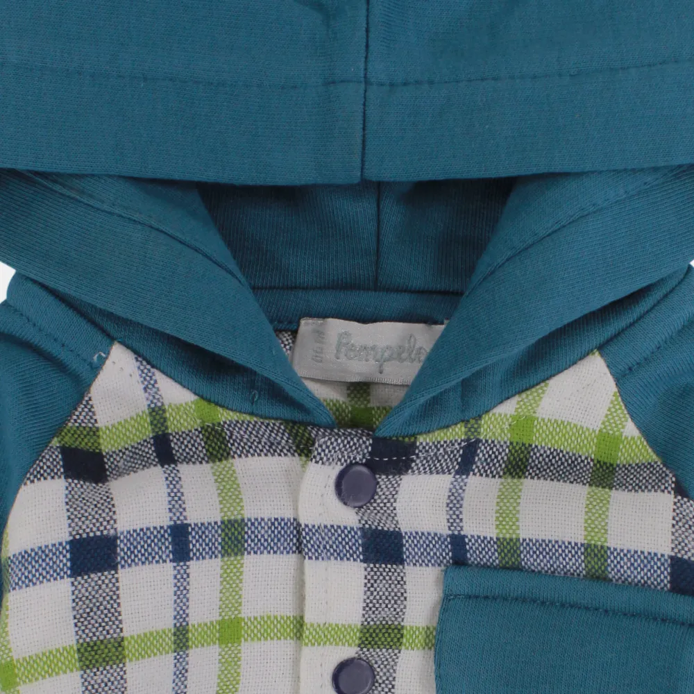 Chemise à capuche en coton à carreaux pour bébé garçon à manches longues