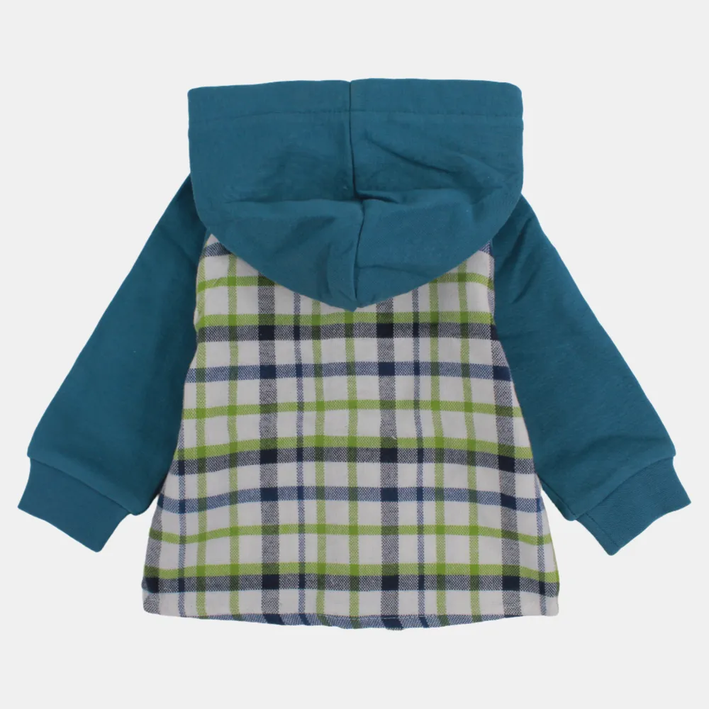Chemise à capuche en coton à carreaux pour bébé garçon à manches longues