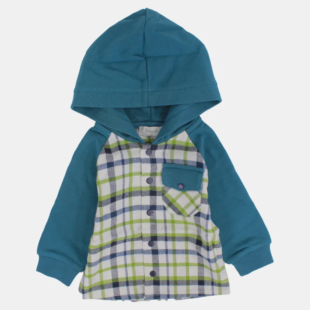 Chemise à capuche en coton à carreaux pour bébé garçon à manches longues