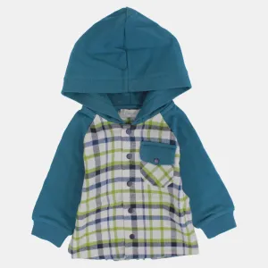 Chemise à capuche en coton à carreaux pour bébé garçon à manches longues