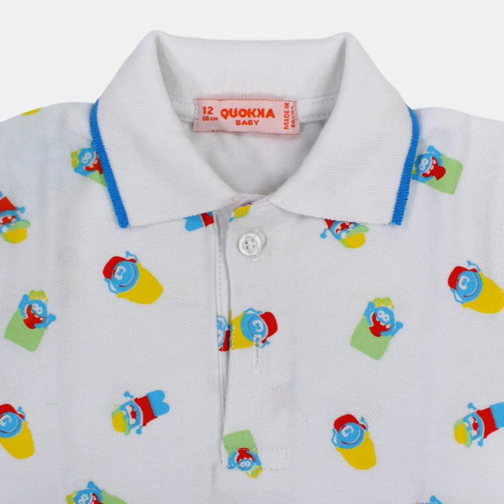Polo en coton à manches courtes pour bébé garçon avec un design amusant