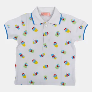 Polo en coton à manches courtes pour bébé garçon avec un design amusant