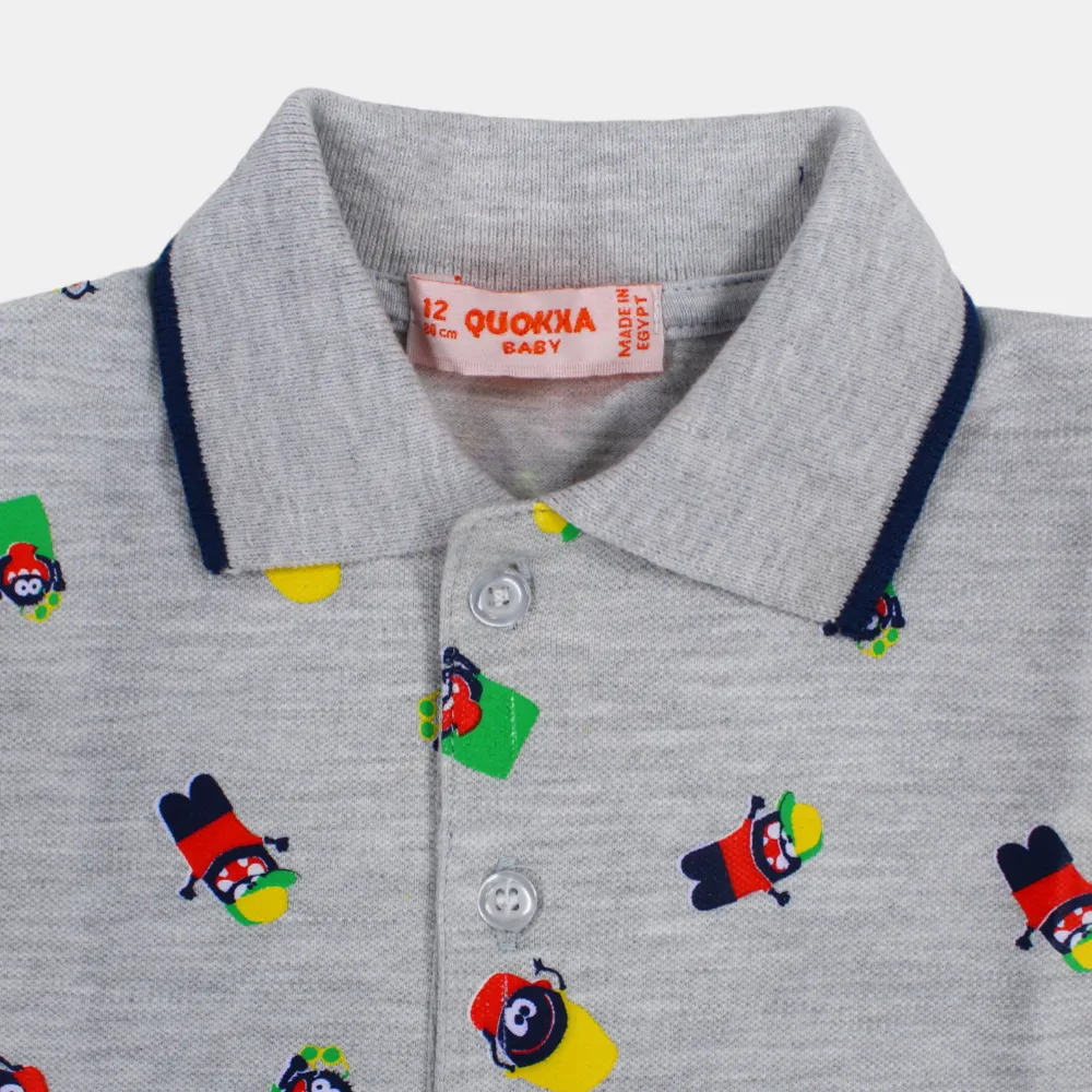 Polo en coton à manches courtes pour bébé garçon avec un design amusant