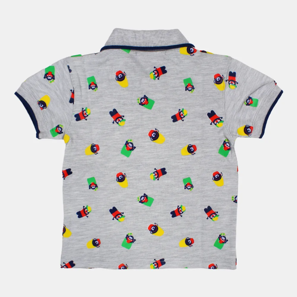Polo en coton à manches courtes pour bébé garçon avec un design amusant