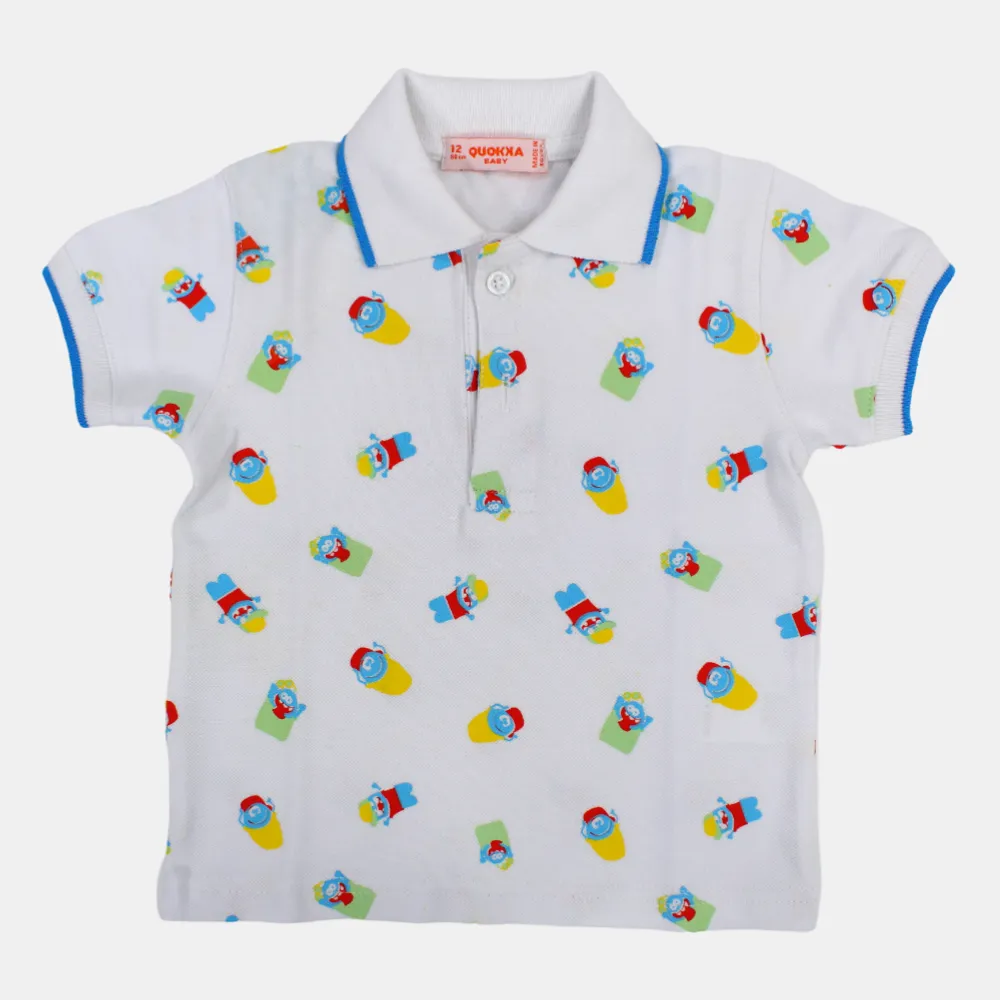 Polo en coton à manches courtes pour bébé garçon avec un design amusant