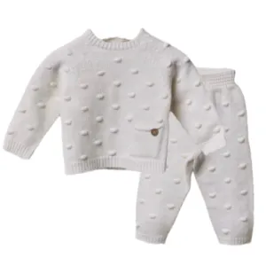 Ensemble en maille crème pour bébé garçon