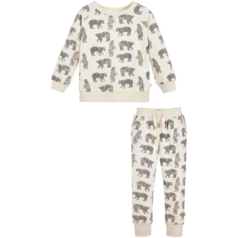 Haut et Pantalon en Sweat Crème Ours Polaire pour Bébé Garçon