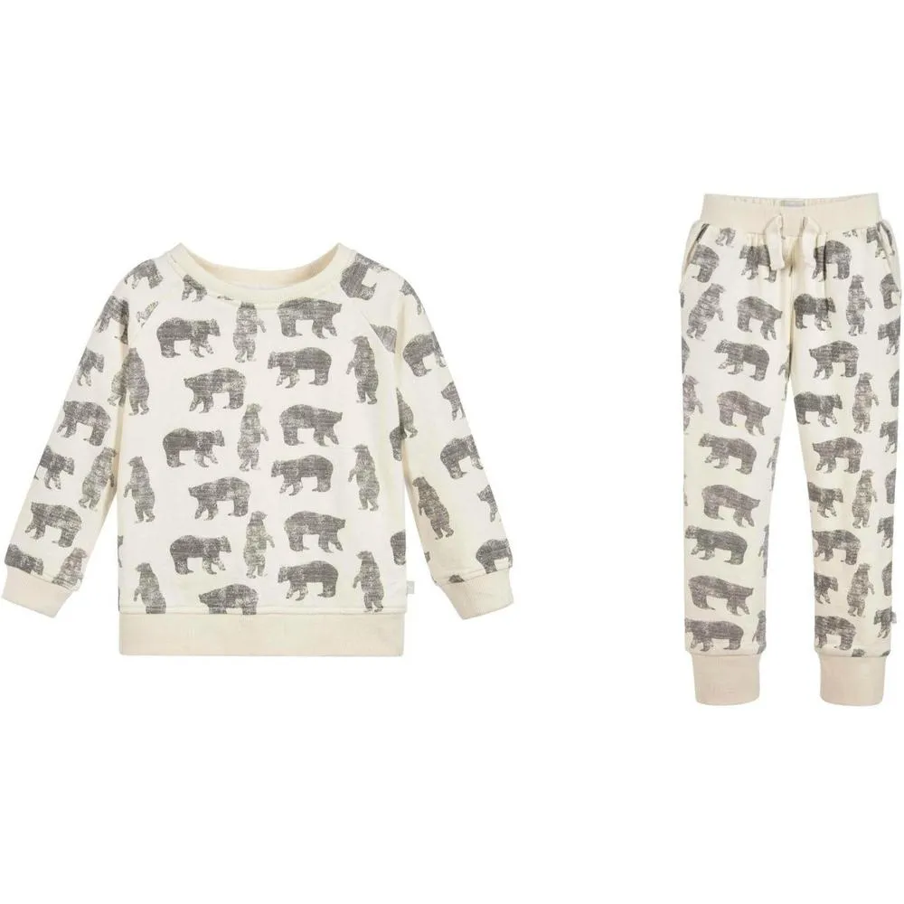 Haut et Pantalon en Sweat Crème Ours Polaire pour Bébé Garçon