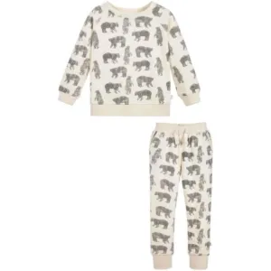 Haut et Pantalon en Sweat Crème Ours Polaire pour Bébé Garçon