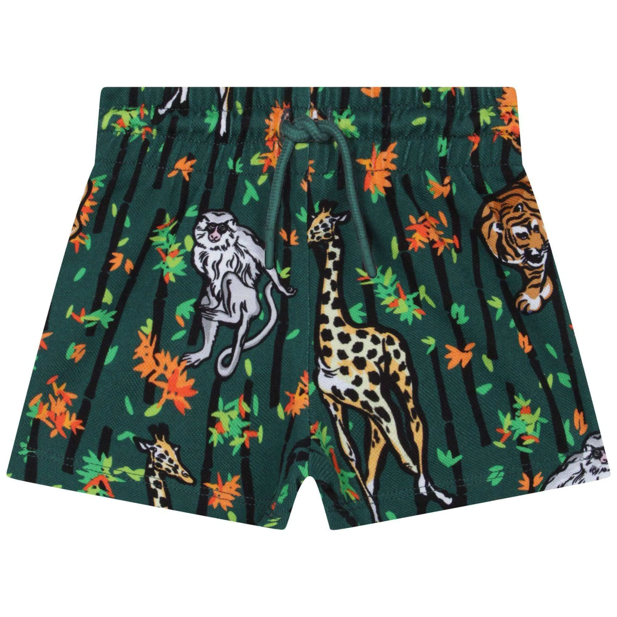 Ensemble de shorts pour bébé garçon en coton et bambou vert et blanc à motif tigre
