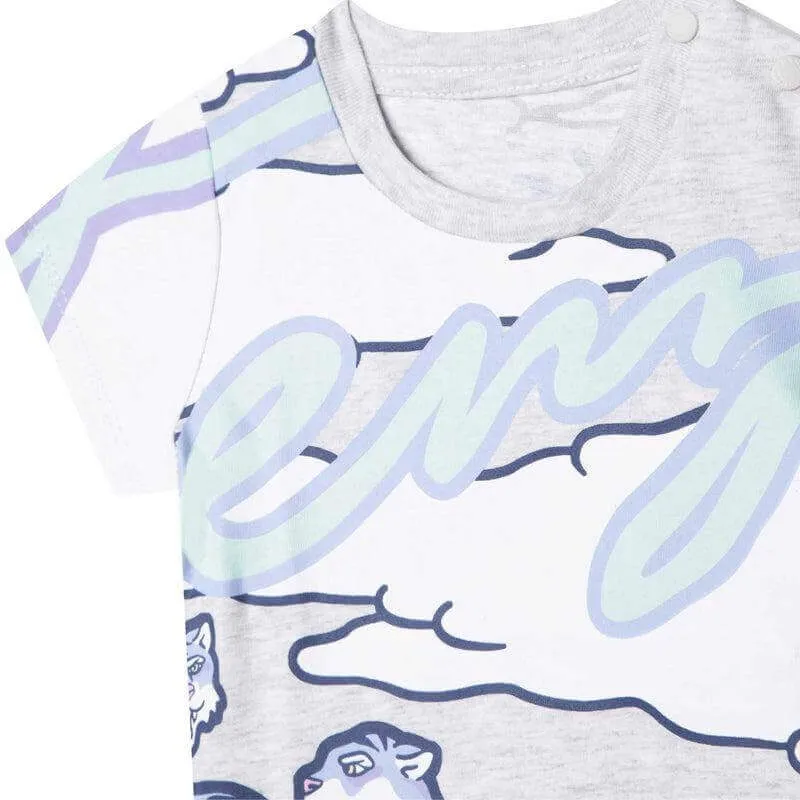 T-shirt en coton gris avec logo pour bébé garçon