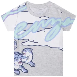 T-shirt en coton gris avec logo pour bébé garçon