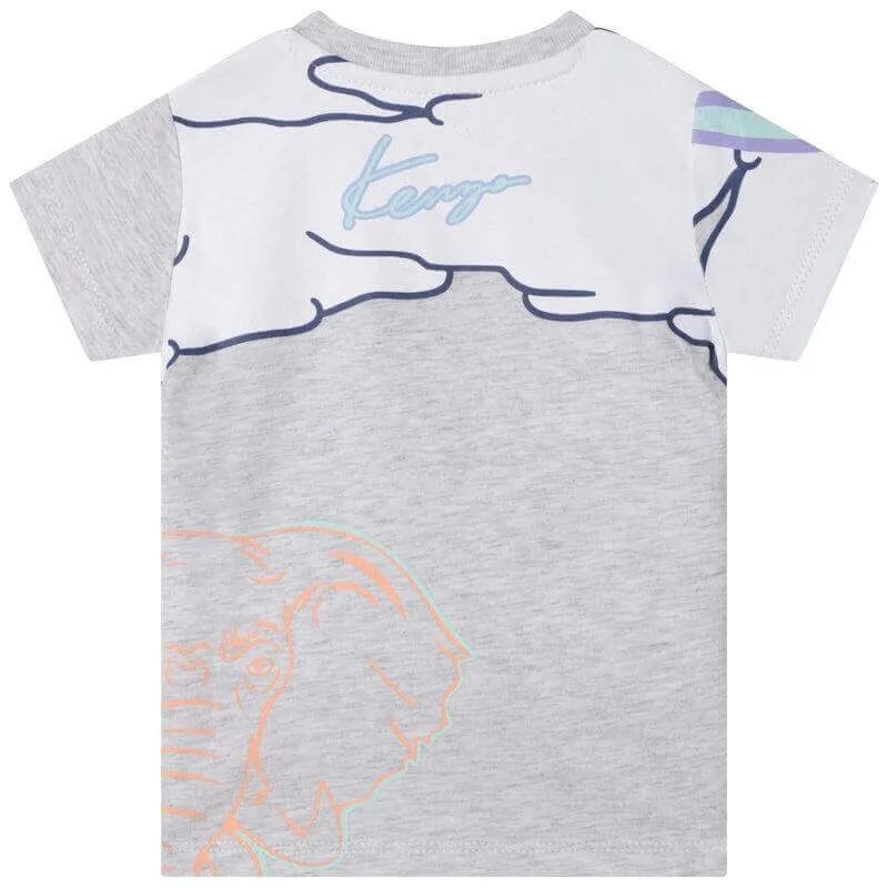 T-shirt en coton gris avec logo pour bébé garçon