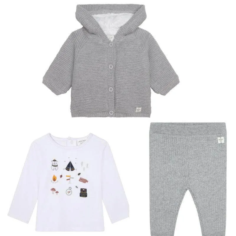 Ensemble tricoté gris 3 pièces pour bébé garçon
