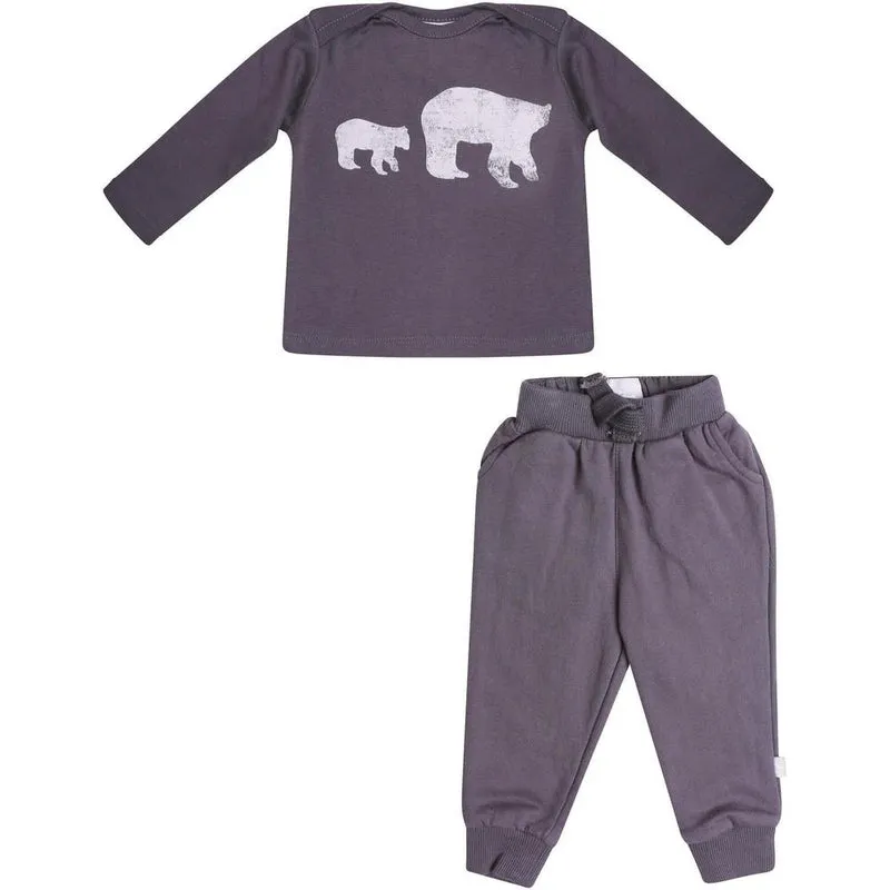 Haut et Pantalon Doudou Ours Polaire Gris pour Bébé Garçon