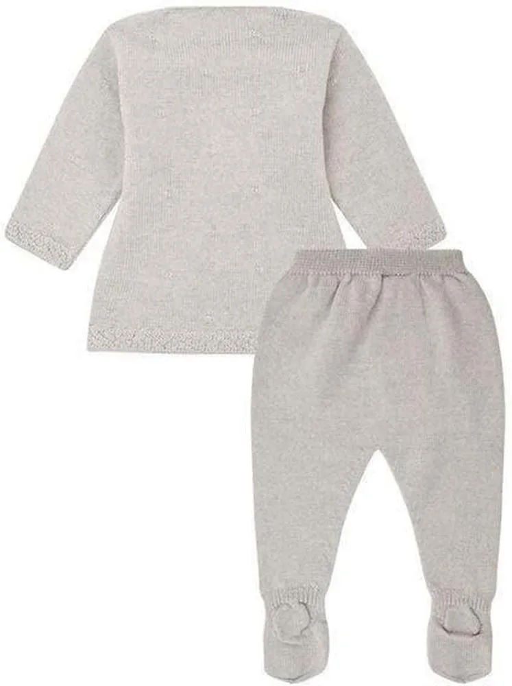 Ensemble tricoté trois pièces gris pour bébé garçon