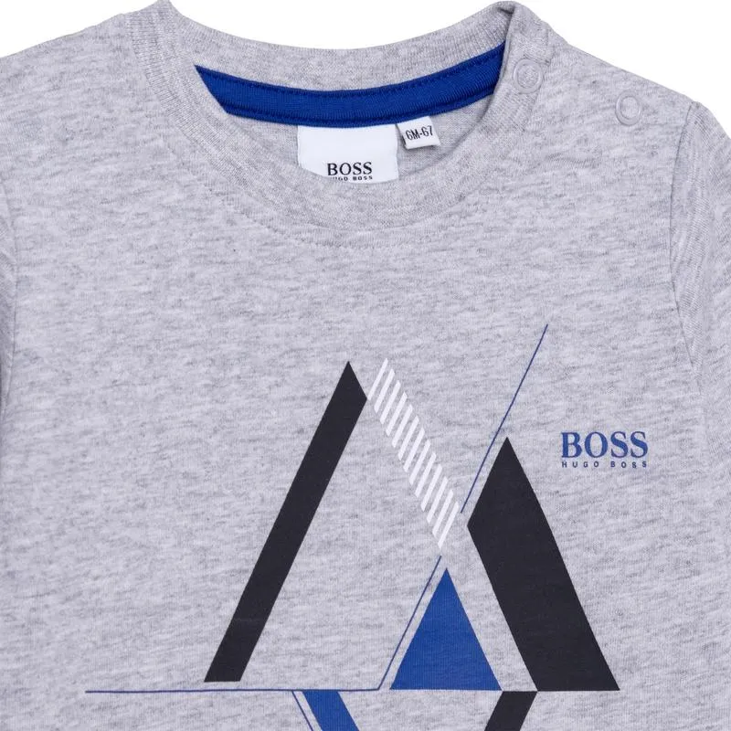 T-shirt à manches longues gris triangle pour bébé garçon