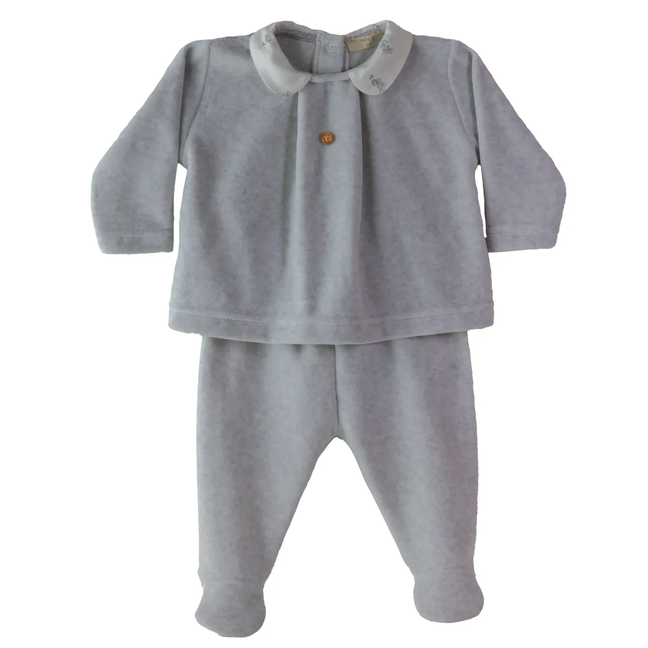 Ensemble en velours gris pour bébé garçon