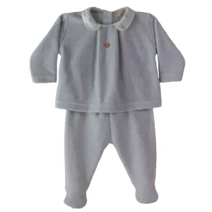 Ensemble en velours gris pour bébé garçon