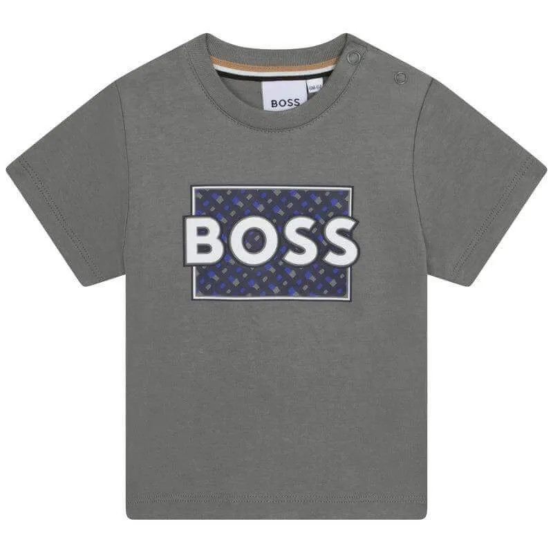 T-shirt à manches courtes avec logo kaki pour bébé garçon