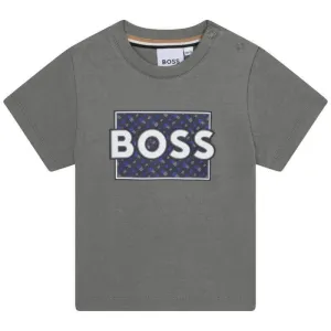 T-shirt à manches courtes avec logo kaki pour bébé garçon