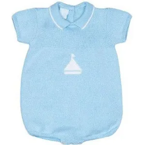Barboteuse Tricotée Bleu Marin pour Bébé Garçon