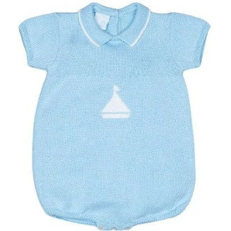 Barboteuse Tricotée Bleu Marin pour Bébé Garçon