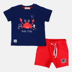 Ensemble 2 pièces en coton à manches courtes pour bébé garçon – Design amusant de crabe