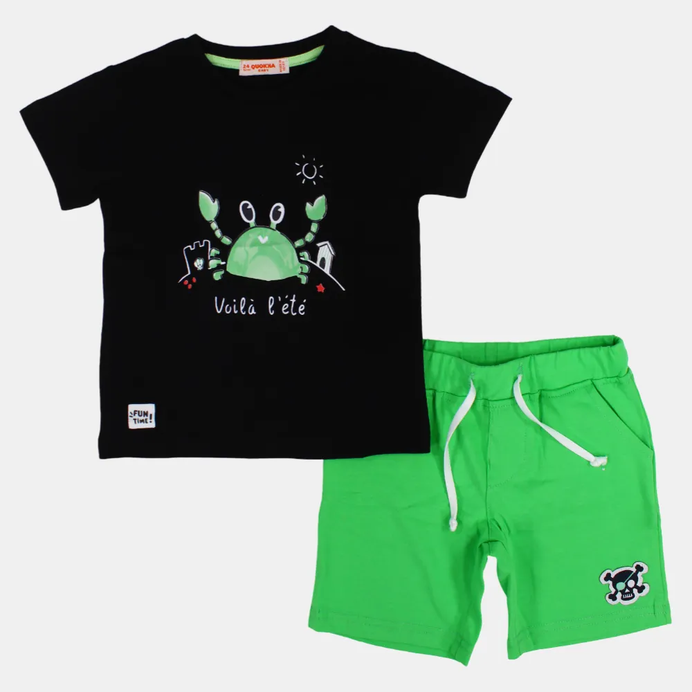 Ensemble 2 pièces en coton à manches courtes pour bébé garçon – Design amusant de crabe