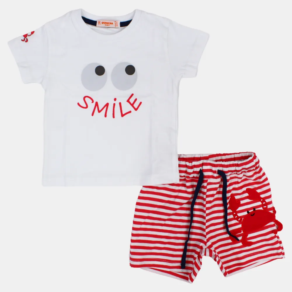 Ensemble 2 pièces en coton à manches courtes pour bébé garçon – Design amusant