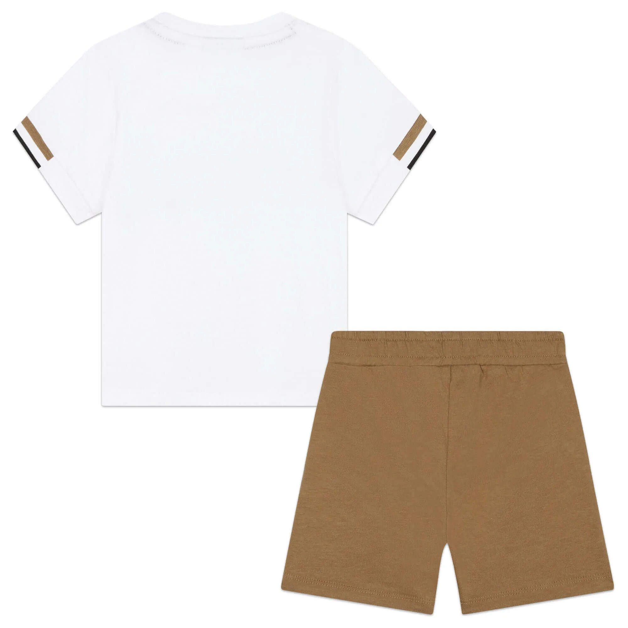 Ensemble court en coton blanc et marron pour bébé garçon