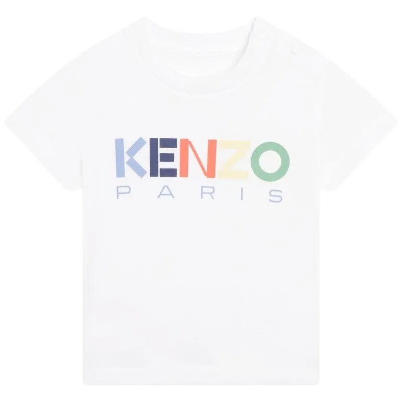 T-shirt en coton blanc pour bébé garçon avec logo