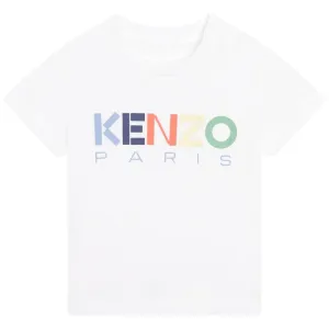 T-shirt en coton blanc pour bébé garçon avec logo
