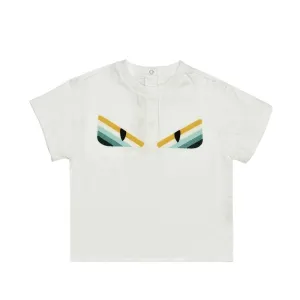 T-shirt blanc pour bébé garçon avec yeux