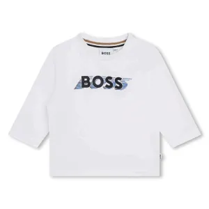 T-shirt à manches longues avec logo blanc pour bébé garçon