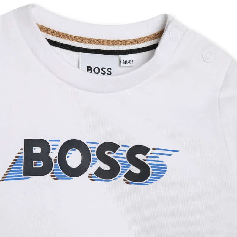 T-shirt à manches longues avec logo blanc pour bébé garçon