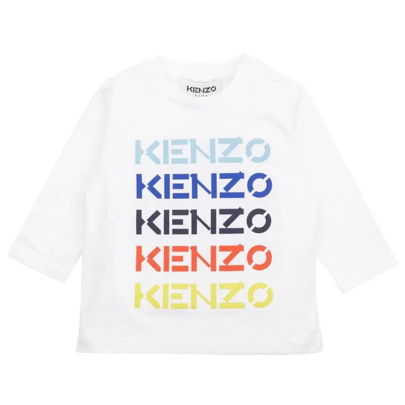 T-shirt pour bébé garçon blanc avec logo multicolore