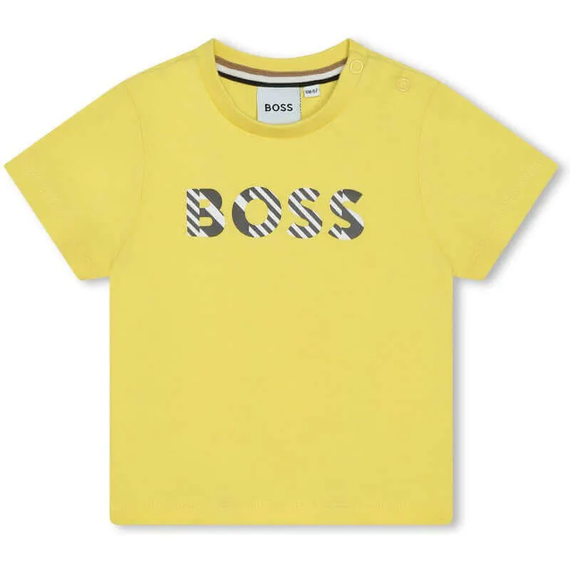 T-shirt à manches courtes jaune pour bébé garçon avec logo