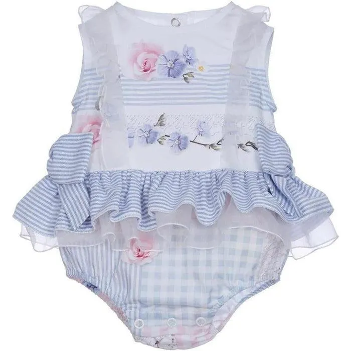 Shortie bleu et blanc pour bébé fille