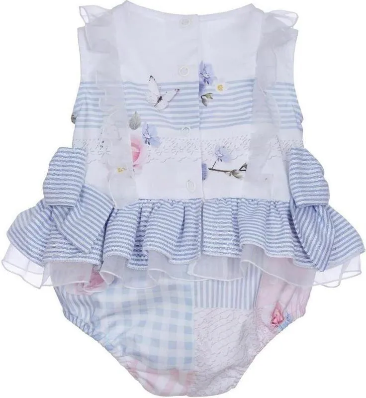 Shortie bleu et blanc pour bébé fille