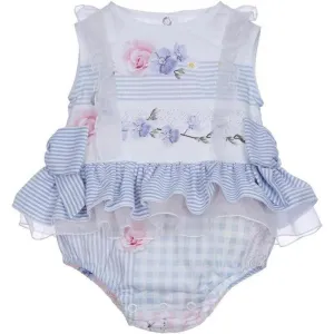 Shortie bleu et blanc pour bébé fille