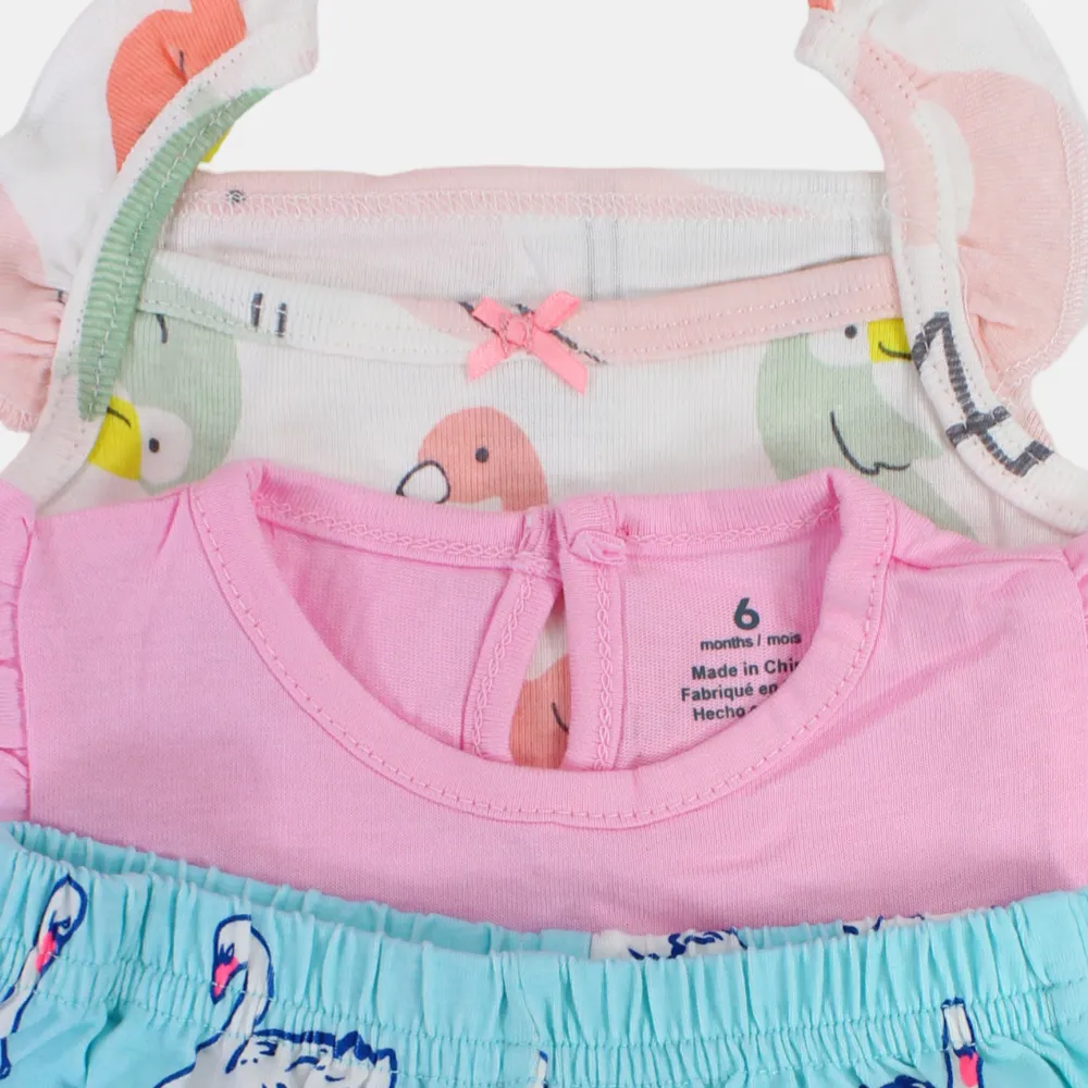 Ensemble en coton pour bébé fille – Rose avec motif cygne