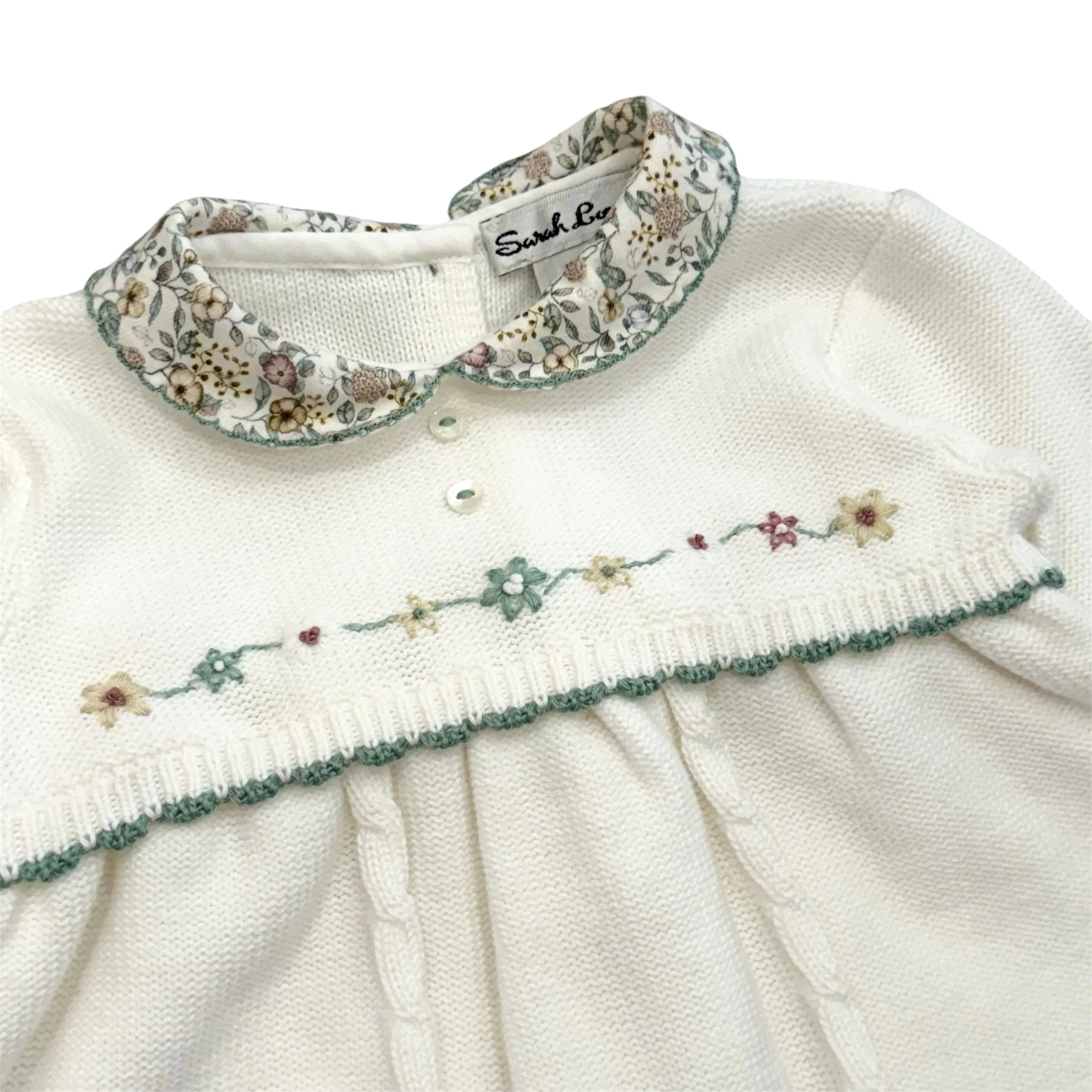 Ensemble en maille crème pour bébé fille